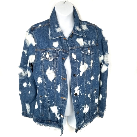 American Bazi Jackets & Blazers - American Bazi Bleached Destructed Jean Jacket Size 1X